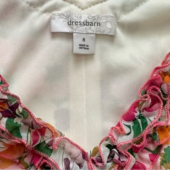 Dress Barn Dress Floral Garden Ruffled V-Neck Sleeveless Smocked Waist Size 8 - Picture 2 of 12